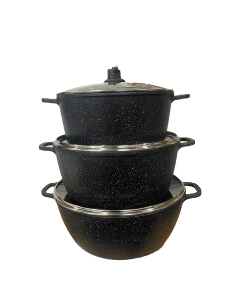 Large black cookware set
