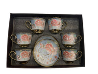 12 piece blue teacup set